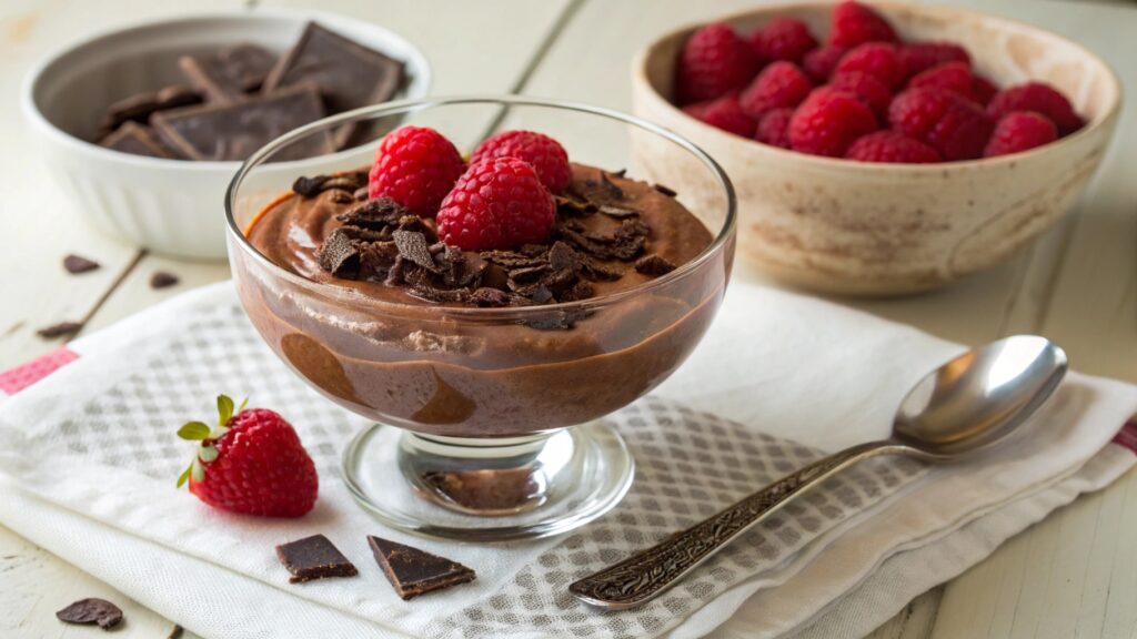Greek Yogurt Chocolate “Pudding” Recipe: A Guilt-Free Indulgence 11 Greek yogurt chocolate pudding with raspberries and dark chocolate