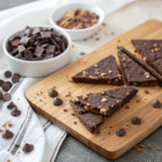 Cookie dough bark broken into rustic chocolate shards