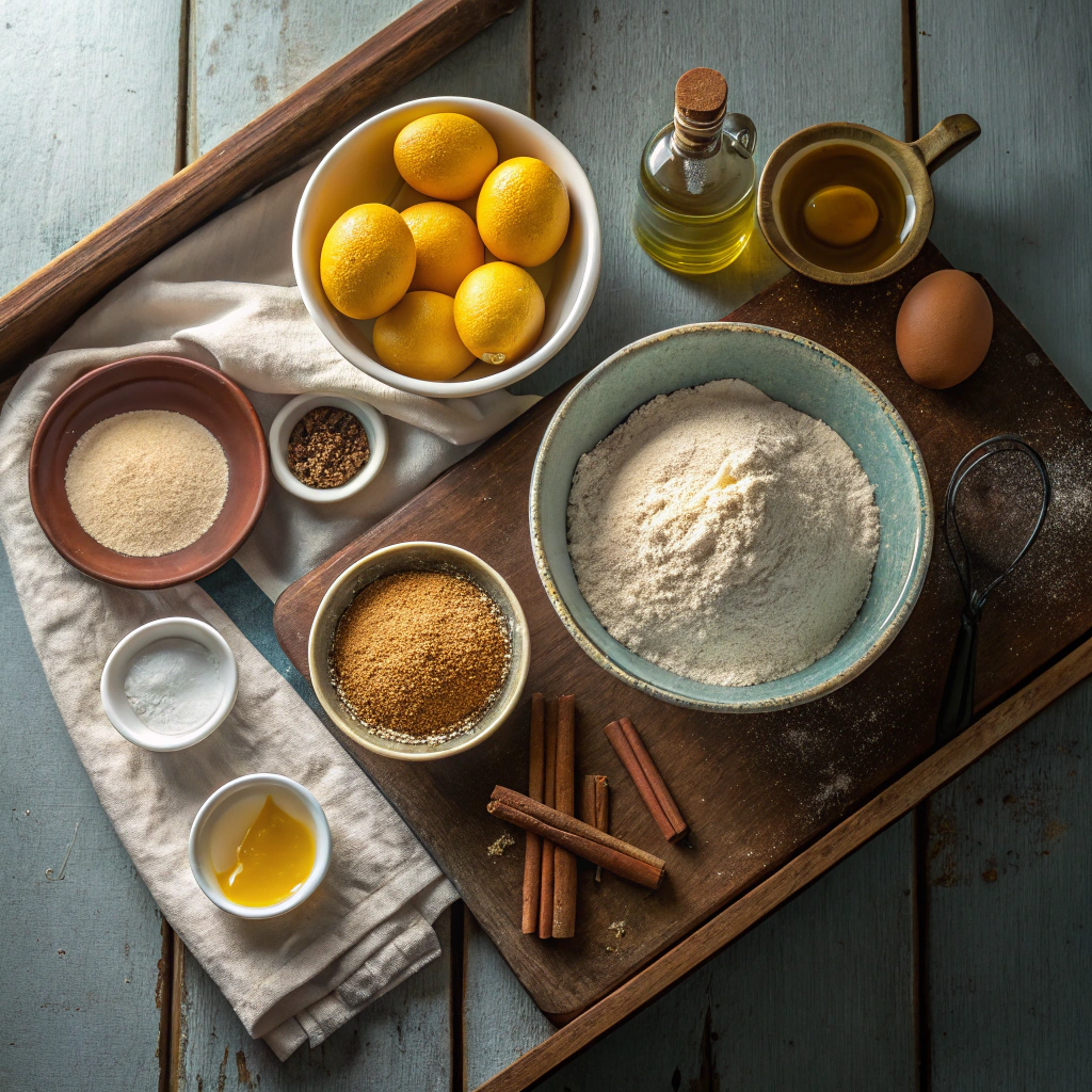 Greek Honey Donuts Recipe That Tastes Like Home 7 Traditional loukoumades ingredients laid out on a kitchen table
