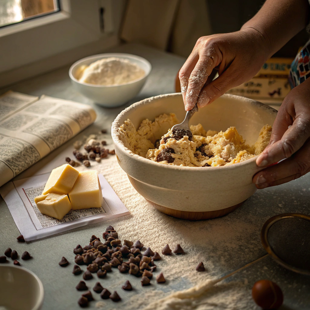 Cookie Dough Bark That Wraps You in Comfort 7 Mixing edible cookie dough for bark