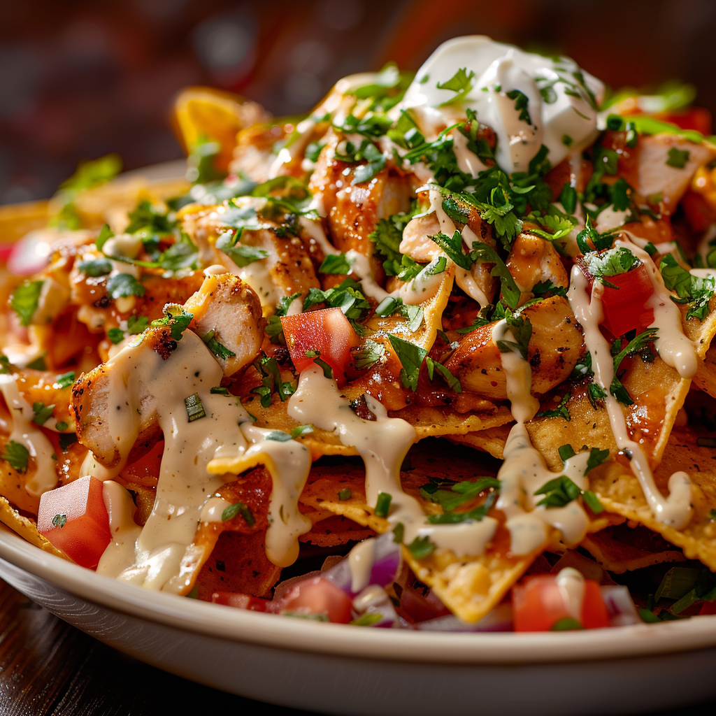 Loaded Cheesy Chicken Nachos