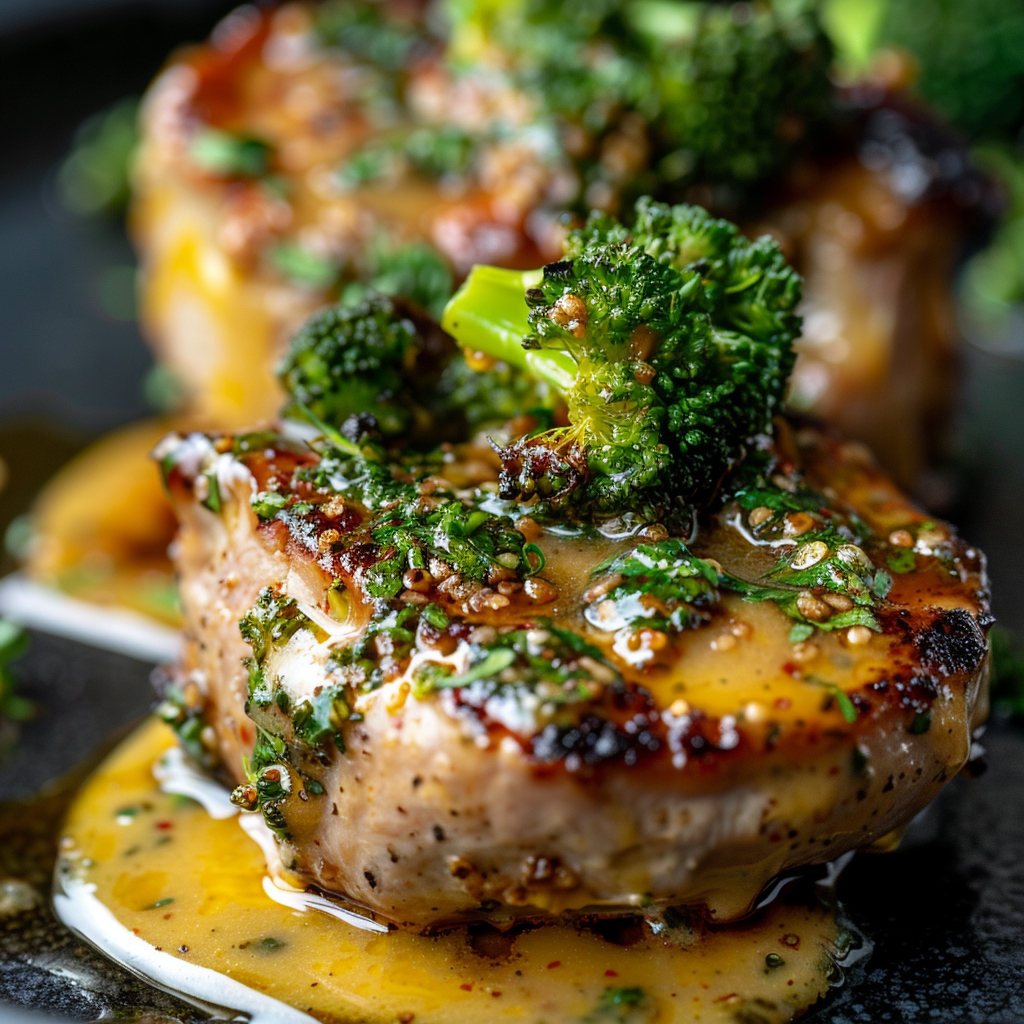 Keto Air Fryer Cheesy Broccoli Stuffed Pork Chops Recipe