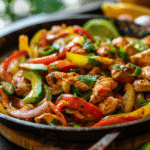 Hero image of Creamy Chicken Fajita Skillet: One-Pan Dinner Packed with Flavor!, a finished Creamy Chicken Fajita Skillet served fresh and appetizing.