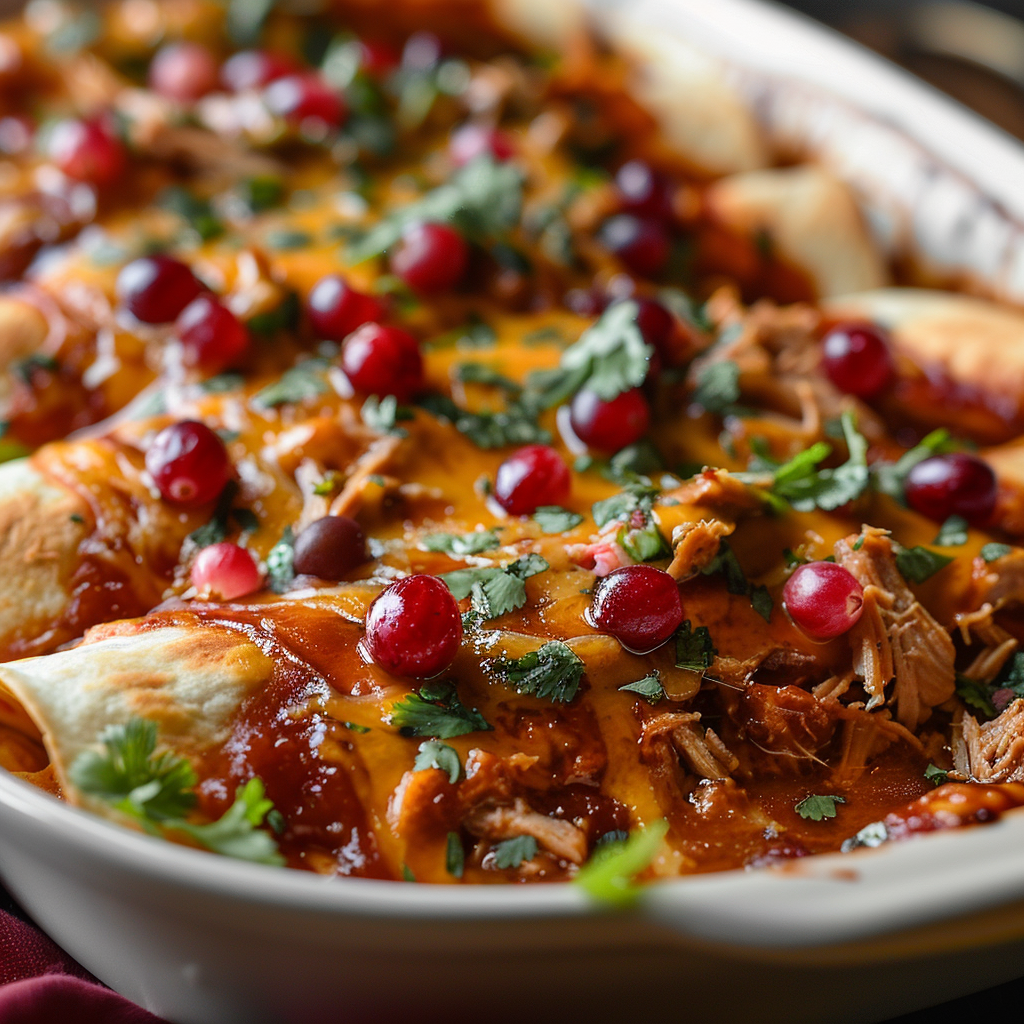 Leftover Turkey Enchiladas with Savory Gravy & Cranberry Sauce Recipe
