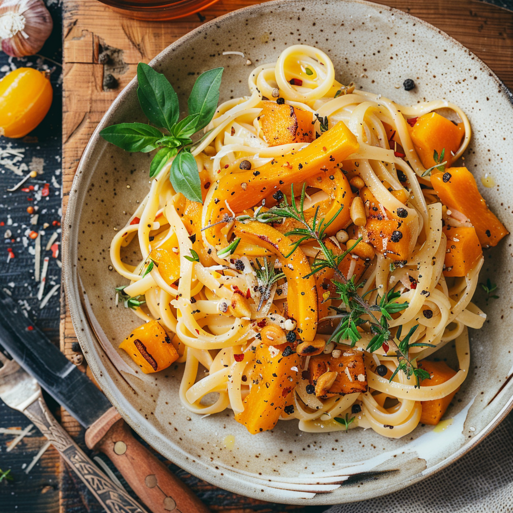 u2691536744 Overhead top down flat lay of Creamy Pumpkin Past c50ba611 3a1b 4a32 880f 6d8473af0f63 1