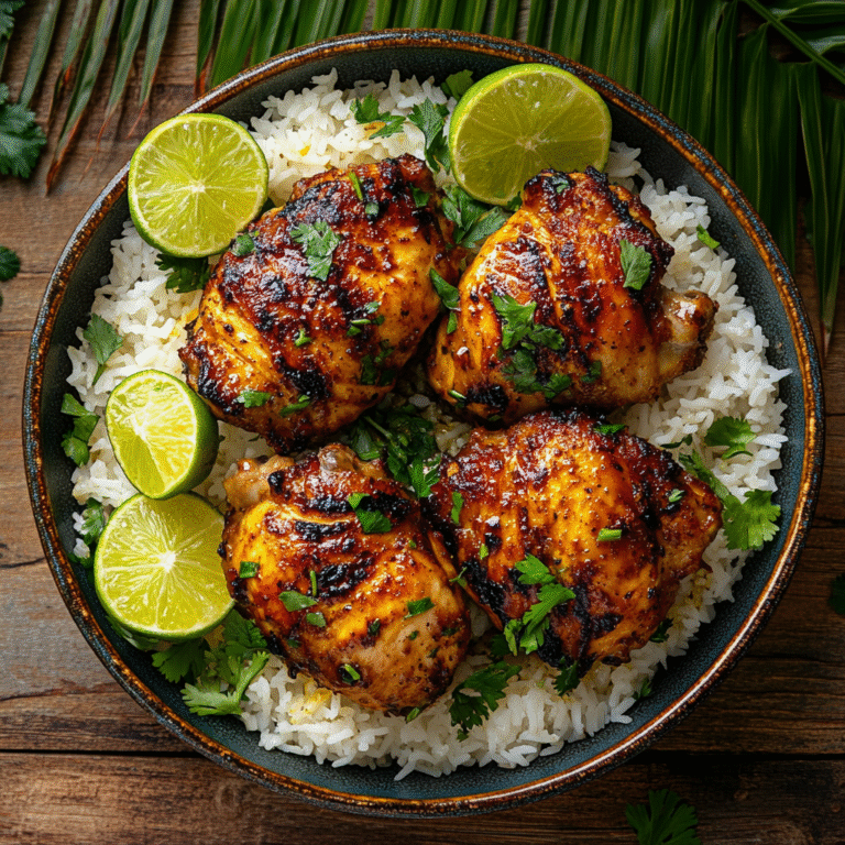 Caribbean Chicken and Rice: The Ultimate Tropical Comfort Food Guide 7 Caribbean chicken and rice served on a rustic tropical table
