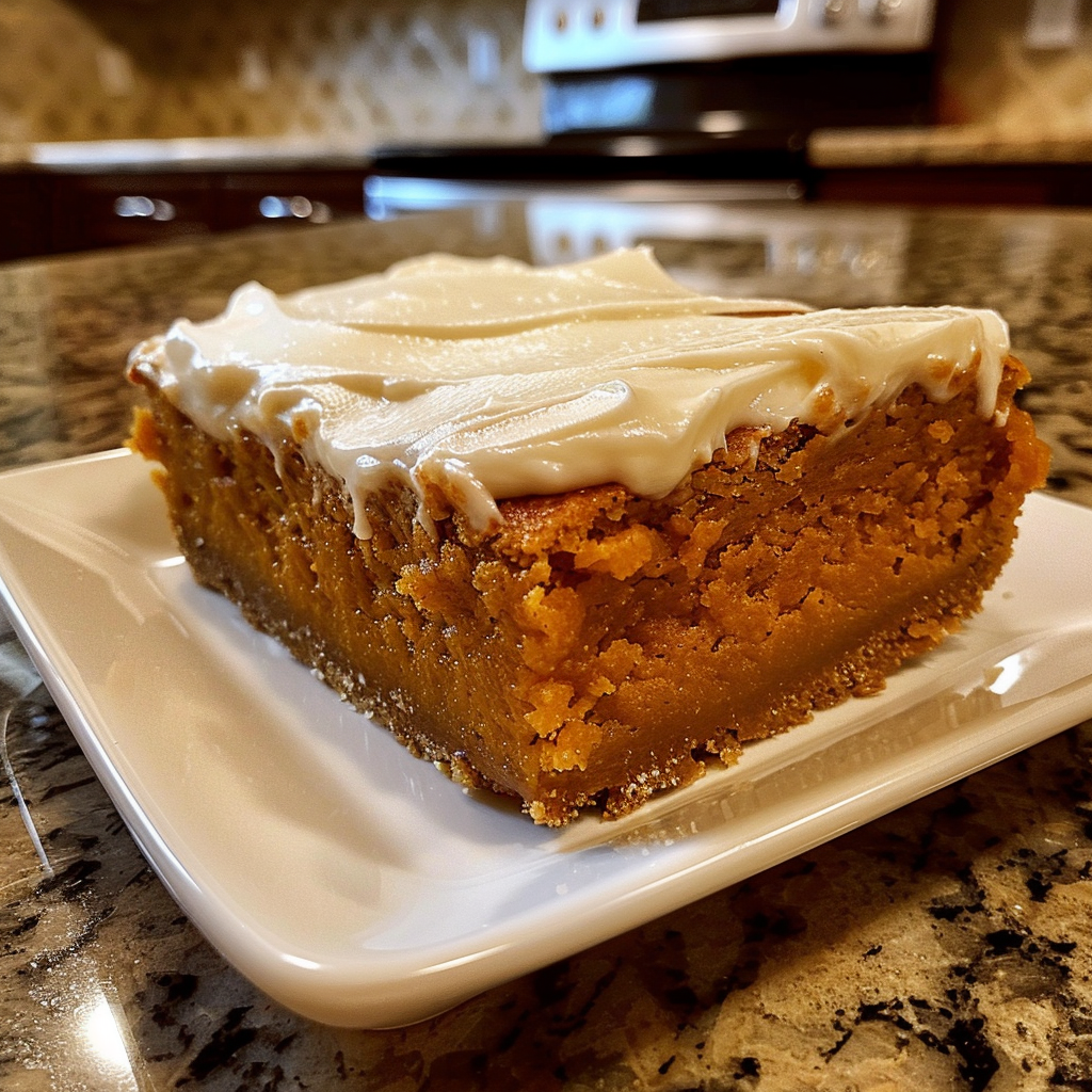 Hero image of Easy Pumpkin Bars with Cream Cheese Frosting: Moist Fall Dessert, a finished Easy Pumpkin Bars with Cream Cheese Frosting served fresh and appetizing.